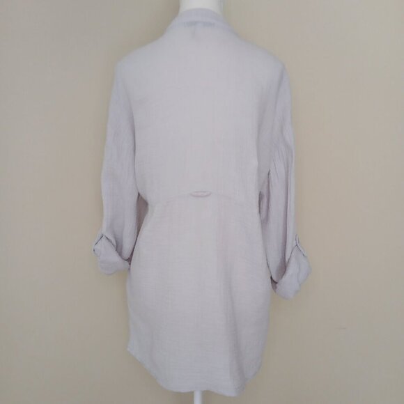 Young Fabulous & Broke Oversized Button Down 100% Cotton Top Gray/Purple Size S - Picture 3 of 6